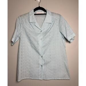 Lady Arrow Womenswear Vintage Short Sleeve Lightweight Floral Eyelet Blouse